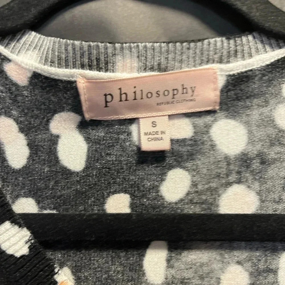🤍 Philosophy Polka Dot Cardigan Black White Button Front S 🤍 - Picture 4 of 4